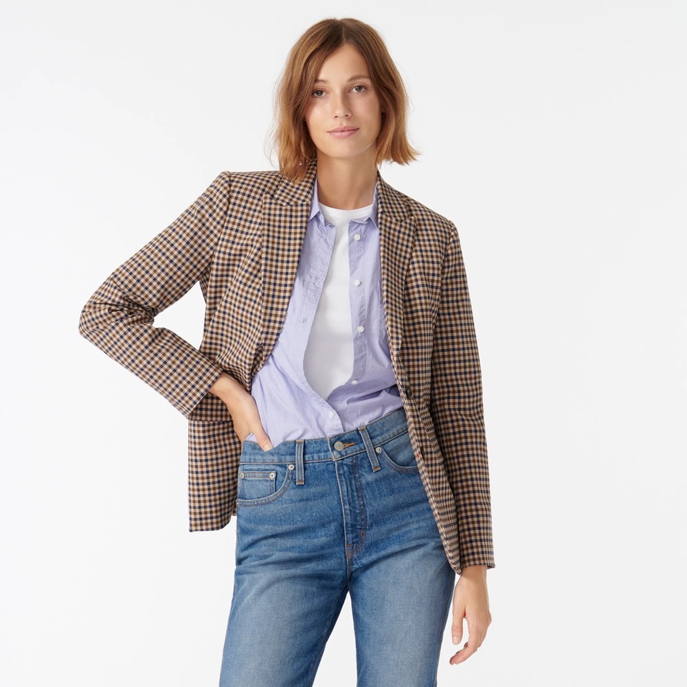 J Crew Boyfriend blazer in plaid Italian wool